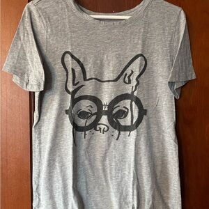 LOFT Gray Dog with Glasses Tee